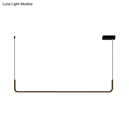 Kit de lámpara colgante de isla LED moderna DecorBites™ negra: elegante diseño metálico semirectangular con iluminación ajustable cálida/blanca.