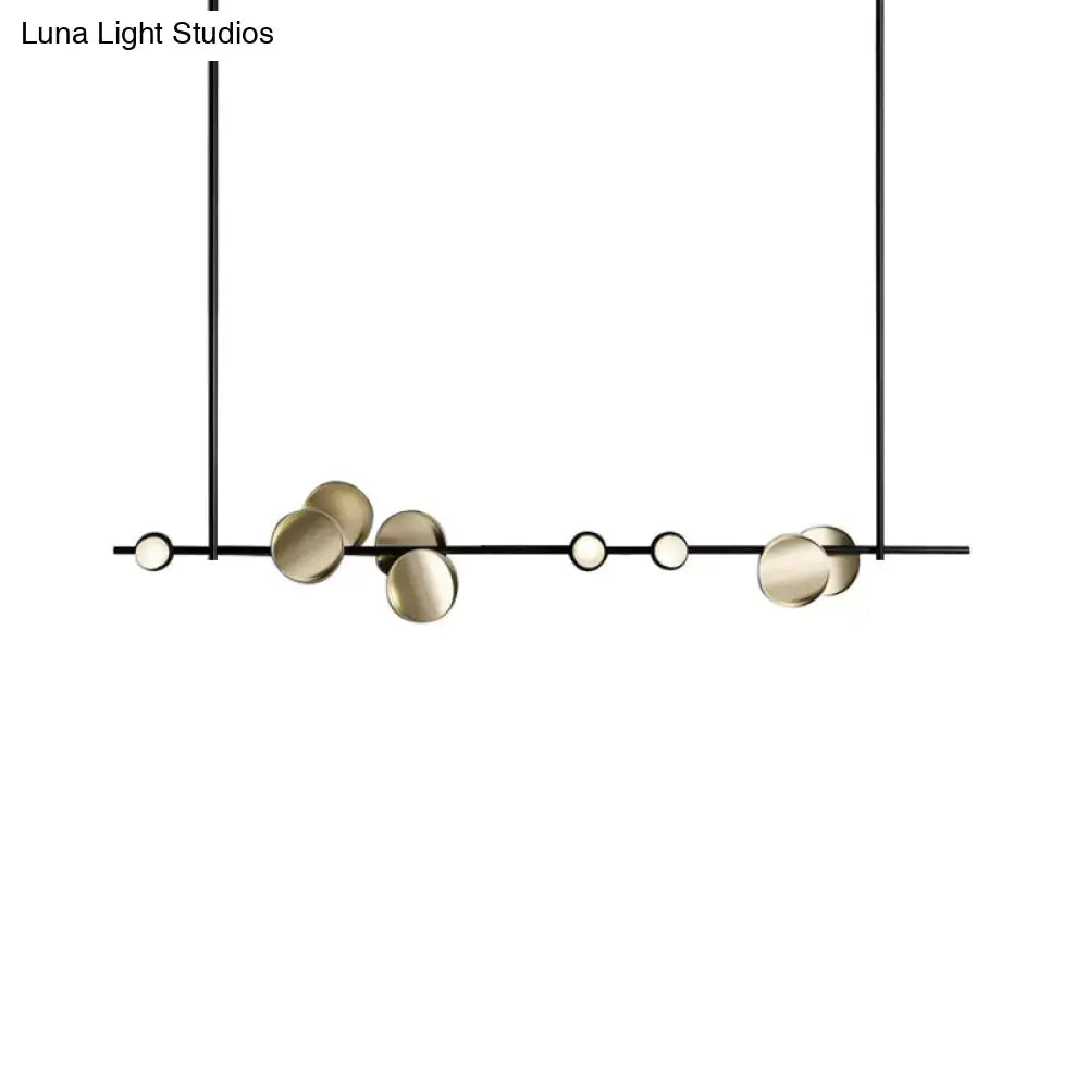 DecorBites™ modern LED black metal chandelier ceiling light with gold accents for dining room island light fixture