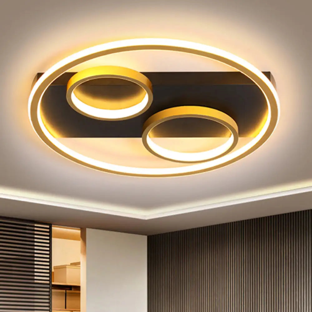 DecorBites™ DecorBites™ Modern LED Black Metallic Flush Mount Ceiling Fixture with Rectangle Canopy