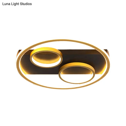 DecorBites™ DecorBites™ Modern LED Black Metallic Flush Mount Ceiling Fixture with Rectangle Canopy