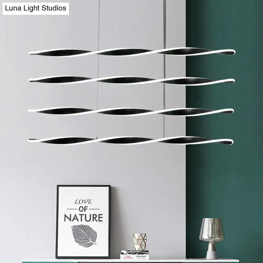 Lámpara colgante moderna LED negra en espiral para comedor