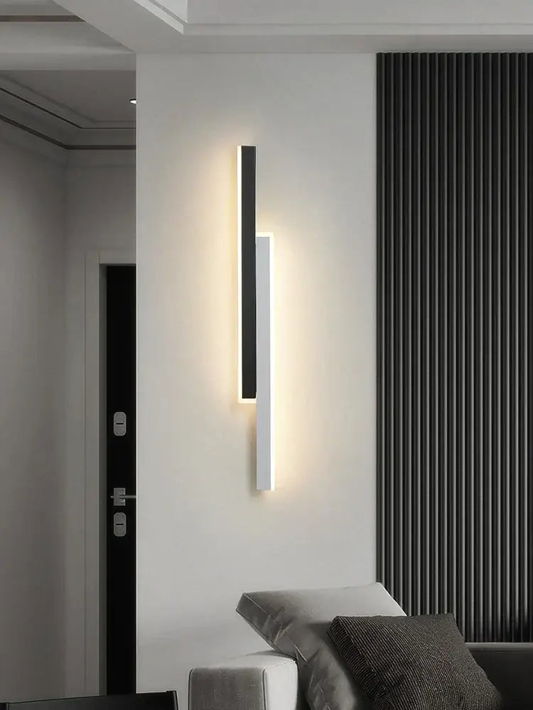 Modern led black wall lamp set for living room with sleek minimalist design and warm gold ambient light decorbites led black