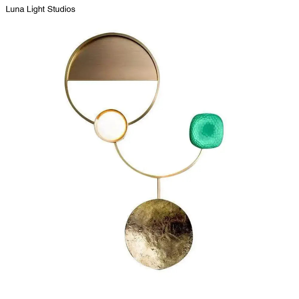DecorBites™ DecorBites™ Modern LED Brass Circles Wall Sconce for Living Room - Contemporary Metal Flush Mount Lamp