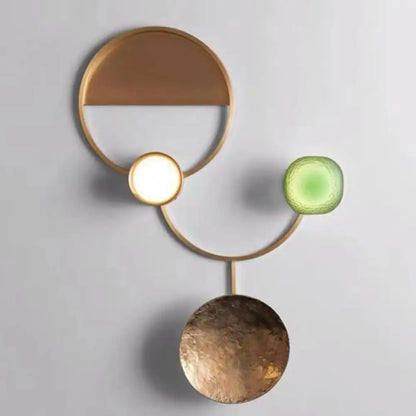 DecorBites™ DecorBites™ Modern LED Brass Circles Wall Sconce for Living Room - Contemporary Metal Flush Mount Lamp