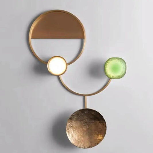 DecorBites™ DecorBites™ Modern LED Brass Circles Wall Sconce for Living Room - Contemporary Metal Flush Mount Lamp