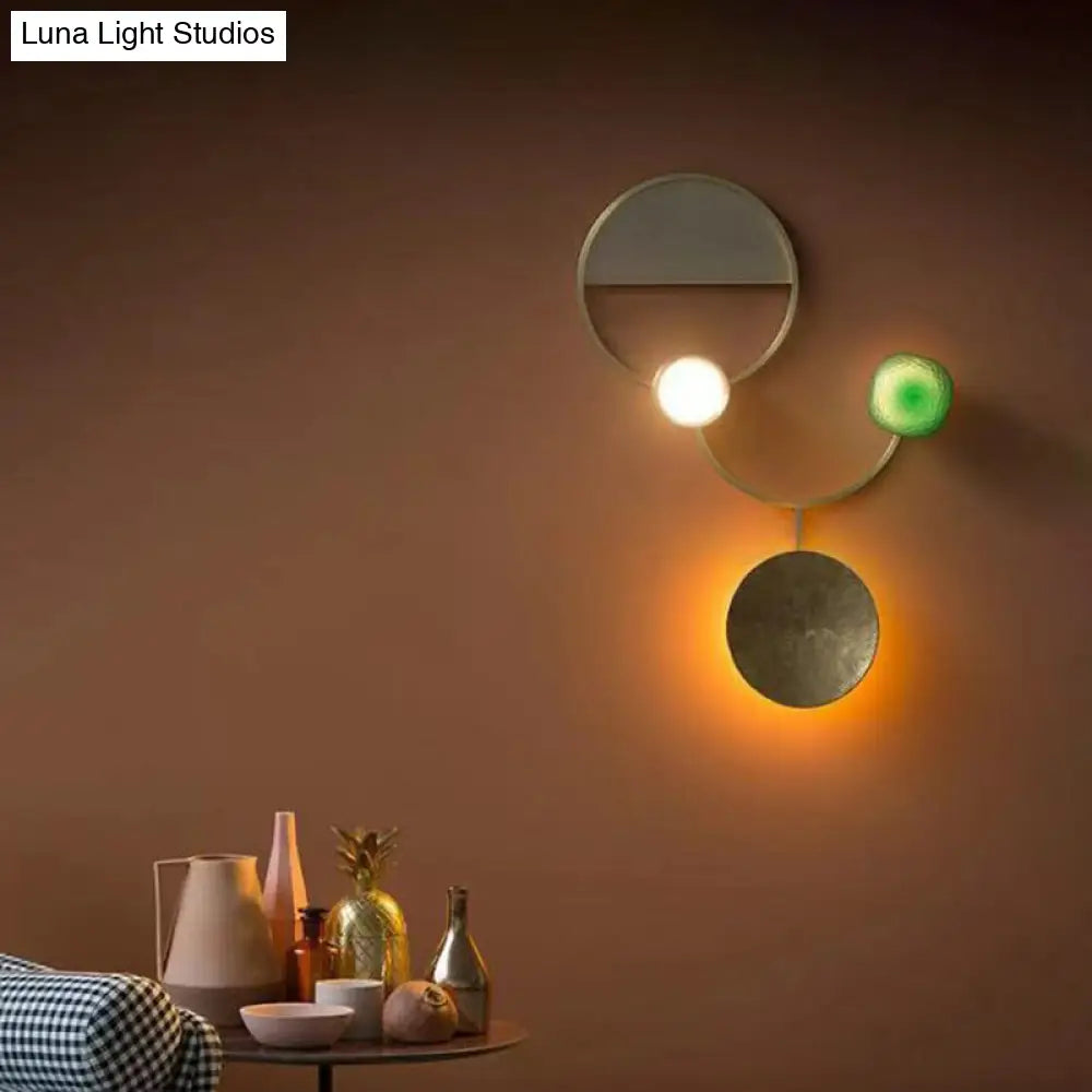 DecorBites™ DecorBites™ Modern LED Brass Circles Wall Sconce for Living Room - Contemporary Metal Flush Mount Lamp