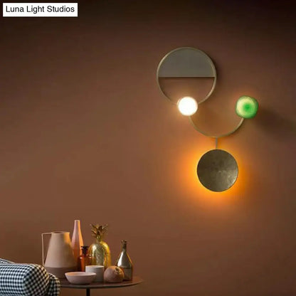 DecorBites™ DecorBites™ Modern LED Brass Circles Wall Sconce for Living Room - Contemporary Metal Flush Mount Lamp