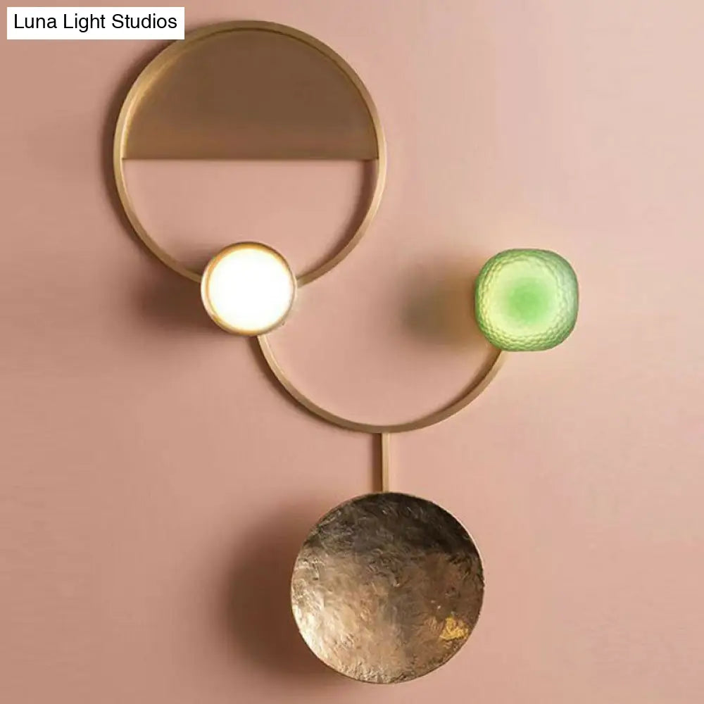 DecorBites™ DecorBites™ Modern LED Brass Circles Wall Sconce for Living Room - Contemporary Metal Flush Mount Lamp
