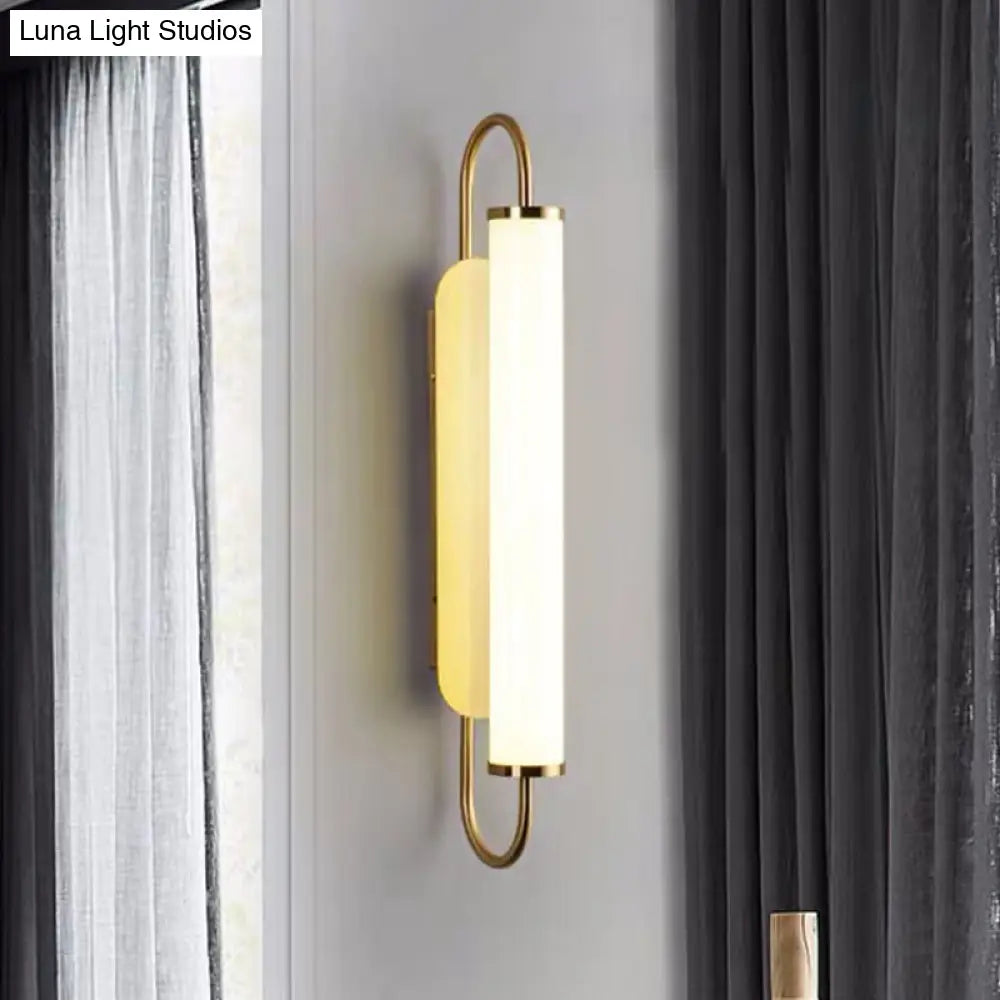 DecorBites™ DecorBites™ Modern LED Brass Wall Light Fixture with Oval Frame and Opal Glass Shade