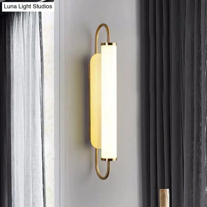 DecorBites™ DecorBites™ Modern LED Brass Wall Light Fixture with Oval Frame and Opal Glass Shade