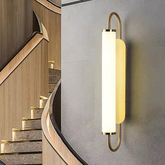 DecorBites™ DecorBites™ Modern LED Brass Wall Light Fixture with Oval Frame and Opal Glass Shade