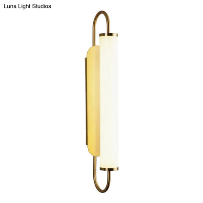 DecorBites™ DecorBites™ Modern LED Brass Wall Light Fixture with Oval Frame and Opal Glass Shade