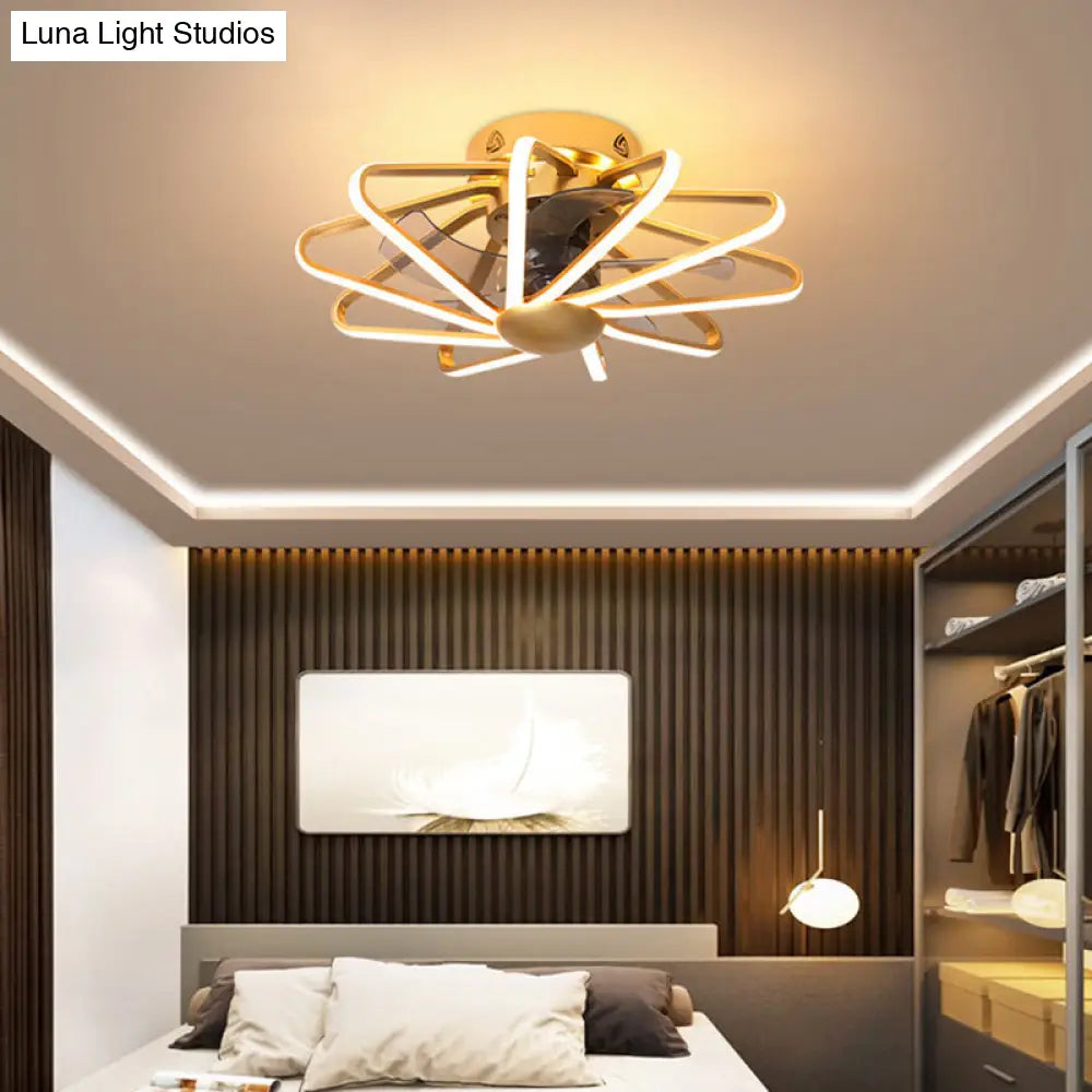DecorBites™ DecorBites™ Modern LED Cage Pendant Fan Light - 23" Wide, Semi-Flush Ceiling Light for Bedroom