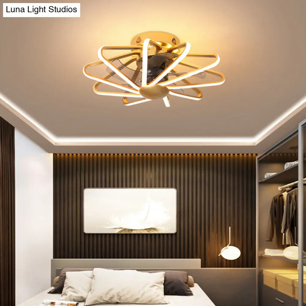 DecorBites™ DecorBites™ Modern LED Cage Pendant Fan Light - 23" Wide, Semi-Flush Ceiling Light for Bedroom