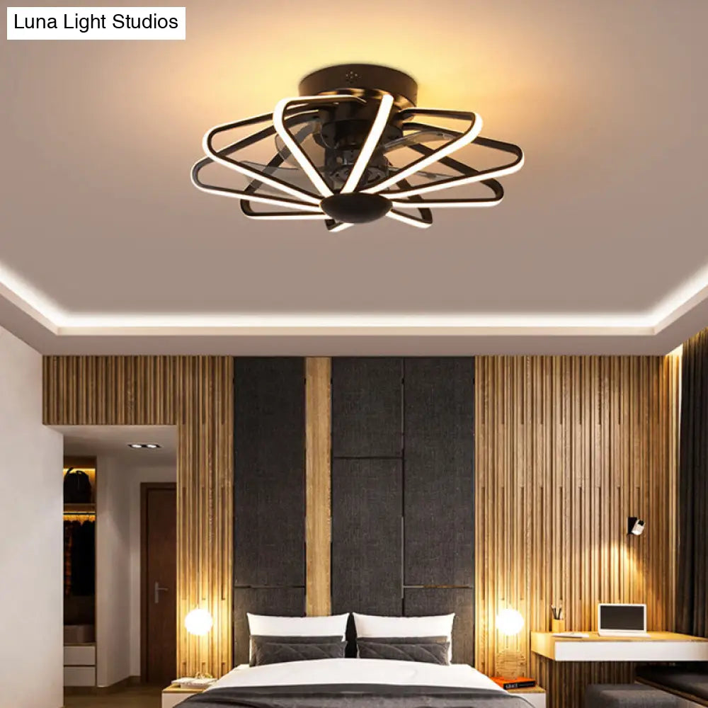 DecorBites™ DecorBites™ Modern LED Cage Pendant Fan Light - 23" Wide, Semi-Flush Ceiling Light for Bedroom