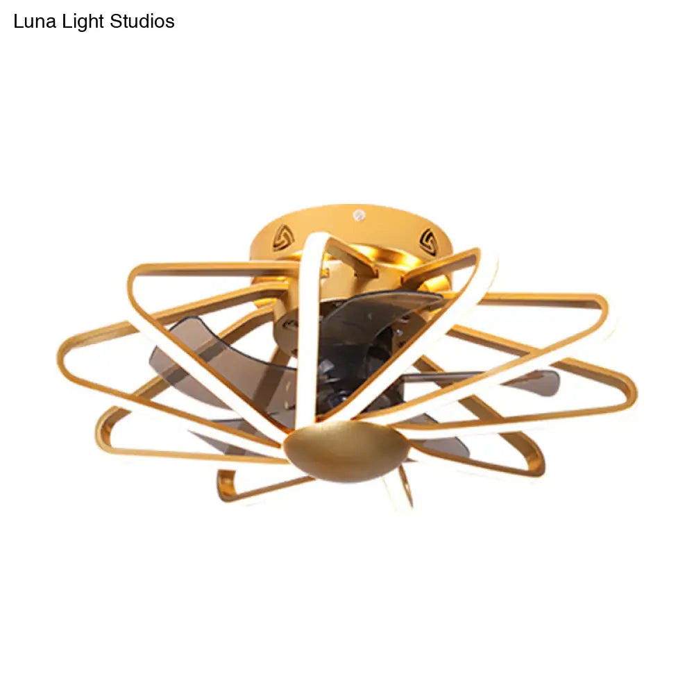 DecorBites™ DecorBites™ Modern LED Cage Pendant Fan Light - 23" Wide, Semi-Flush Ceiling Light for Bedroom