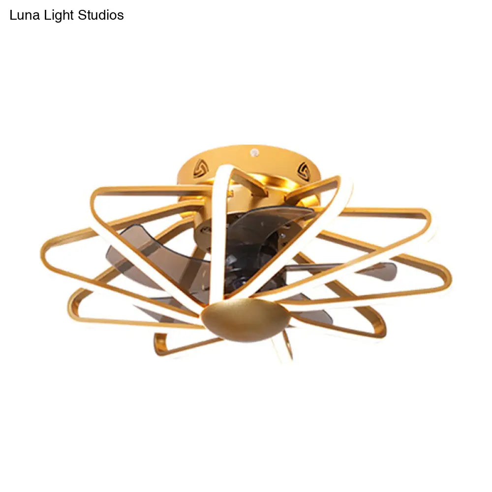 DecorBites™ DecorBites™ Modern LED Cage Pendant Fan Light - 23" Wide, Semi-Flush Ceiling Light for Bedroom