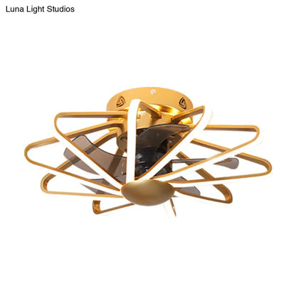 DecorBites™ DecorBites™ Modern LED Cage Pendant Fan Light - 23" Wide, Semi-Flush Ceiling Light for Bedroom