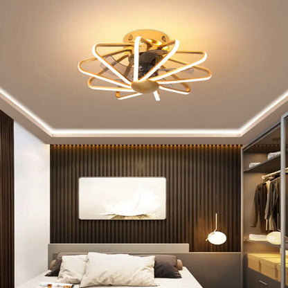 DecorBites™ DecorBites™ Modern LED Cage Pendant Fan Light - 23" Wide, Semi-Flush Ceiling Light for Bedroom