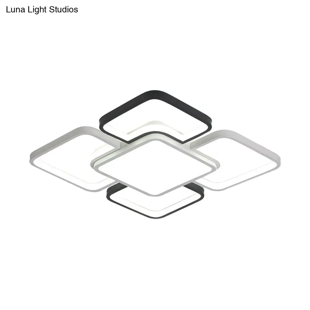 DecorBites™ DecorBites™ Modern LED Ceiling Flush Mount Light - 16/19.5/35.5" - Black & White - Square/Rectangle Lamp - Acrylic Shade - Warm/White Light