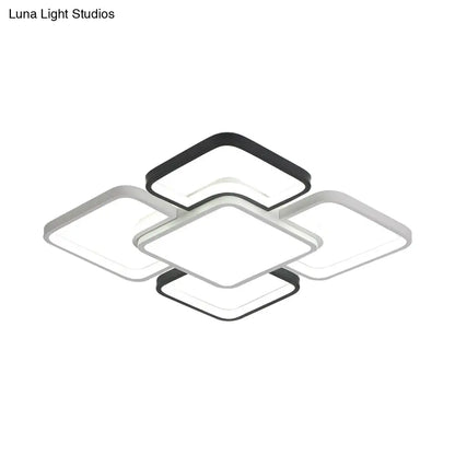 DecorBites™ DecorBites™ Modern LED Ceiling Flush Mount Light - 16/19.5/35.5" - Black & White - Square/Rectangle Lamp - Acrylic Shade - Warm/White Light