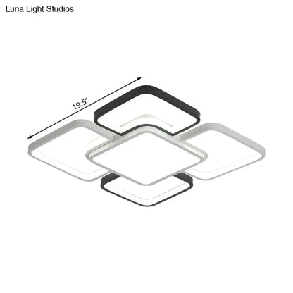 DecorBites™ DecorBites™ Modern LED Ceiling Flush Mount Light - 16/19.5/35.5" - Black & White - Square/Rectangle Lamp - Acrylic Shade - Warm/White Light