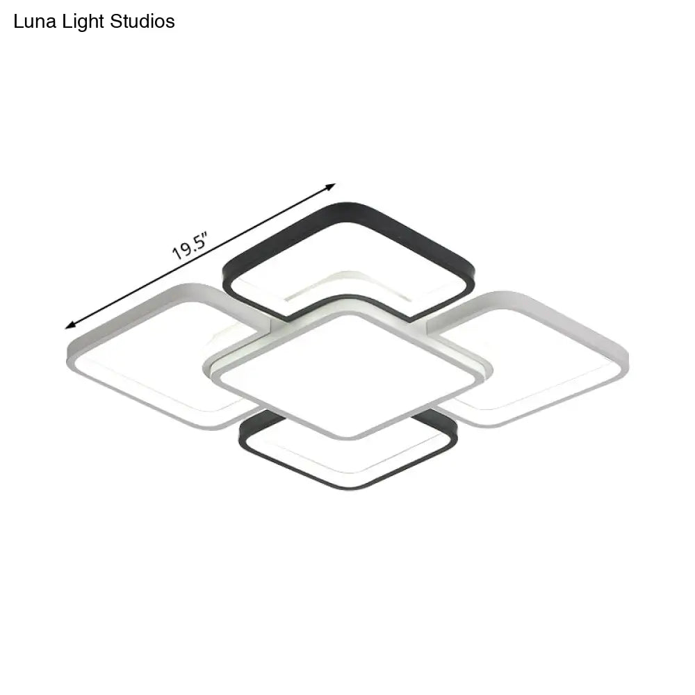 DecorBites™ DecorBites™ Modern LED Ceiling Flush Mount Light - 16/19.5/35.5" - Black & White - Square/Rectangle Lamp - Acrylic Shade - Warm/White Light