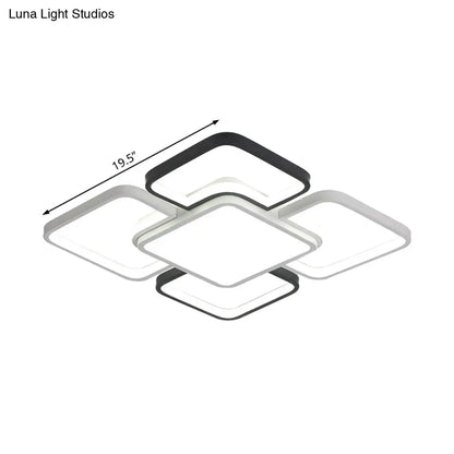 DecorBites™ DecorBites™ Modern LED Ceiling Flush Mount Light - 16/19.5/35.5" - Black & White - Square/Rectangle Lamp - Acrylic Shade - Warm/White Light