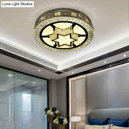 DecorBites™ DecorBites™ Modern LED Ceiling Flush Mount with Clear Crystal Drum & Stylish Star Pattern