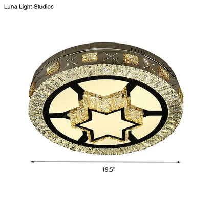 DecorBites™ DecorBites™ Modern LED Ceiling Flush Mount with Clear Crystal Drum & Stylish Star Pattern