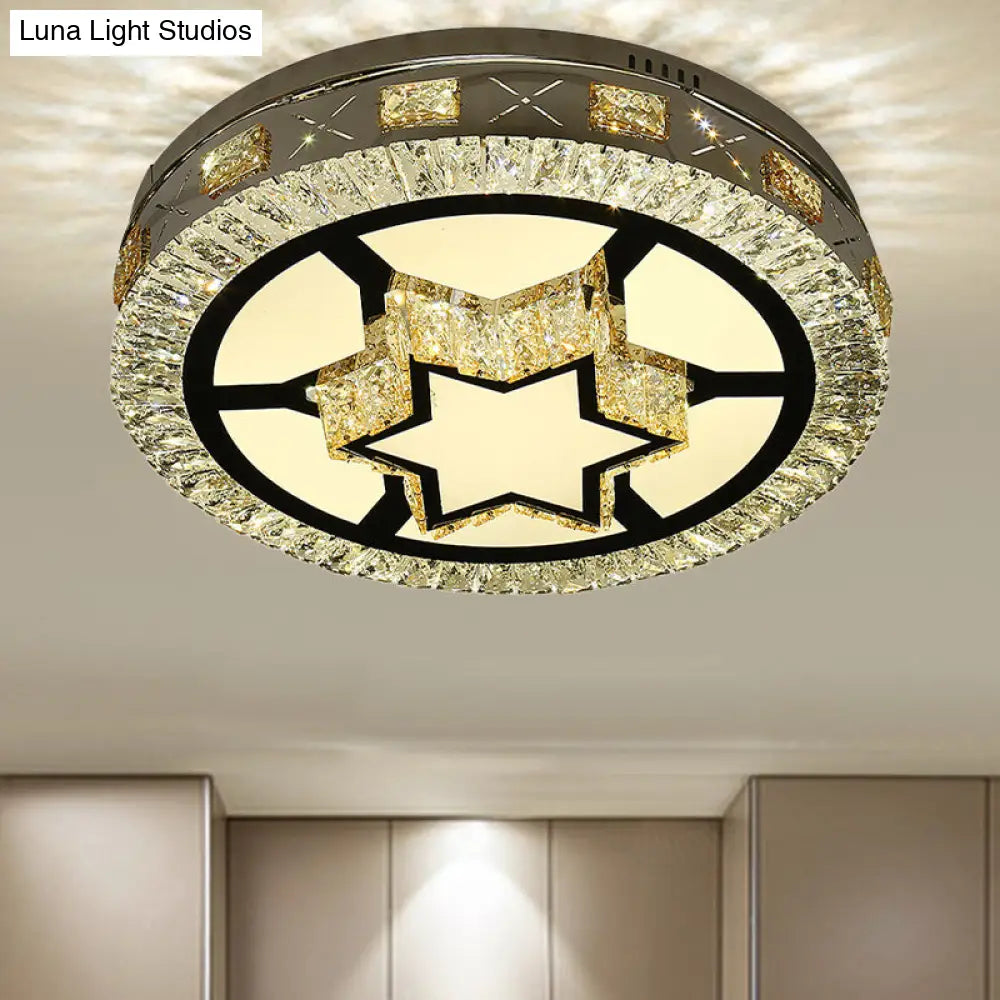 DecorBites™ DecorBites™ Modern LED Ceiling Flush Mount with Clear Crystal Drum & Stylish Star Pattern