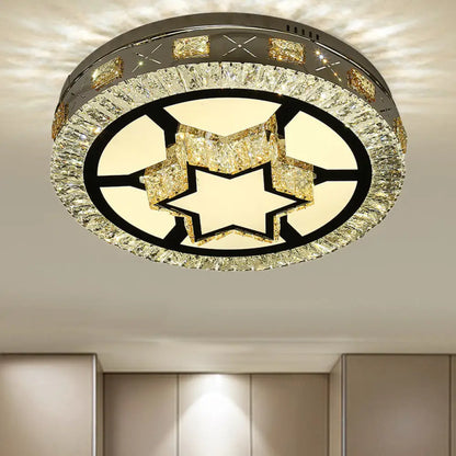 DecorBites™ DecorBites™ Modern LED Ceiling Flush Mount with Clear Crystal Drum & Stylish Star Pattern