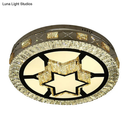 DecorBites™ DecorBites™ Modern LED Ceiling Flush Mount with Clear Crystal Drum & Stylish Star Pattern