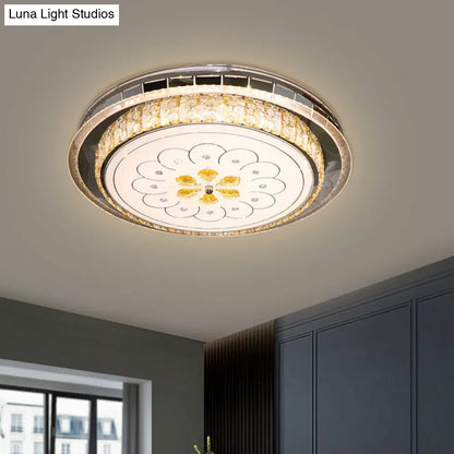 DecorBites™ DecorBites™ Modern LED Ceiling Lamp: Clear Crystal Circular Flushmount in Stainless-Steel