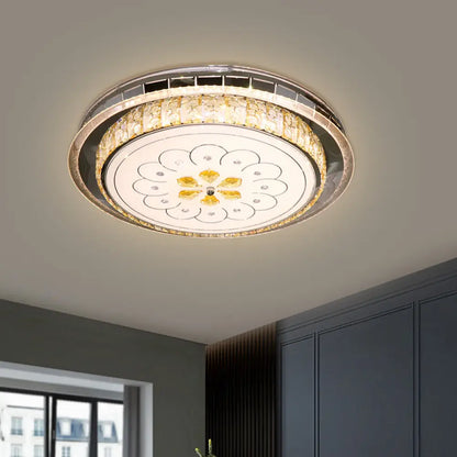 DecorBites™ DecorBites™ Modern LED Ceiling Lamp: Clear Crystal Circular Flushmount in Stainless-Steel