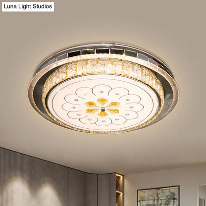 DecorBites™ DecorBites™ Modern LED Ceiling Lamp: Clear Crystal Circular Flushmount in Stainless-Steel