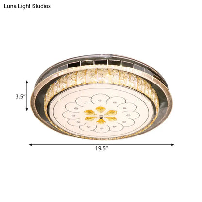 DecorBites™ DecorBites™ Modern LED Ceiling Lamp: Clear Crystal Circular Flushmount in Stainless-Steel