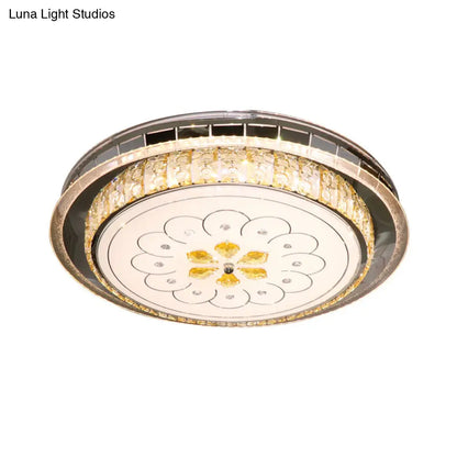 DecorBites™ DecorBites™ Modern LED Ceiling Lamp: Clear Crystal Circular Flushmount in Stainless-Steel