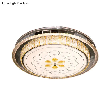 DecorBites™ DecorBites™ Modern LED Ceiling Lamp: Clear Crystal Circular Flushmount in Stainless-Steel