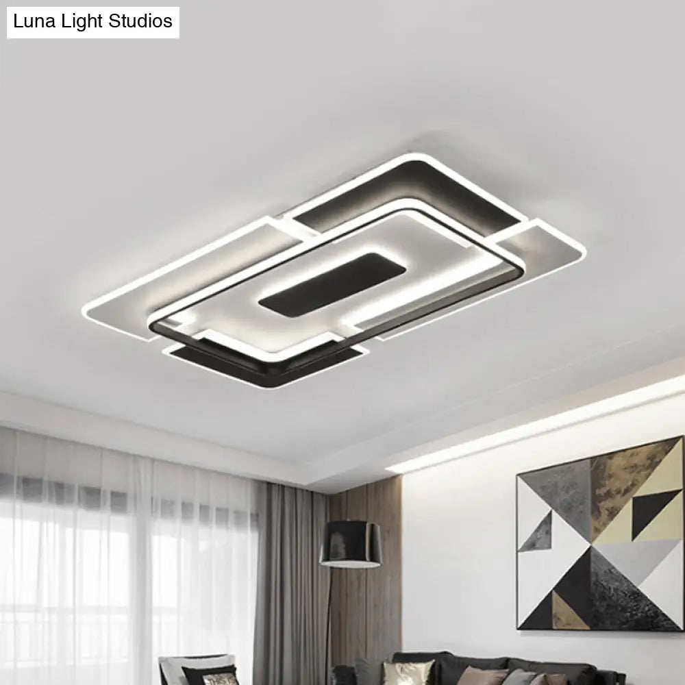 DecorBites™ DecorBites™ Modern LED Ceiling Light, Black & White Patchwork Aluminum Flush Mount Fixture for Lounge