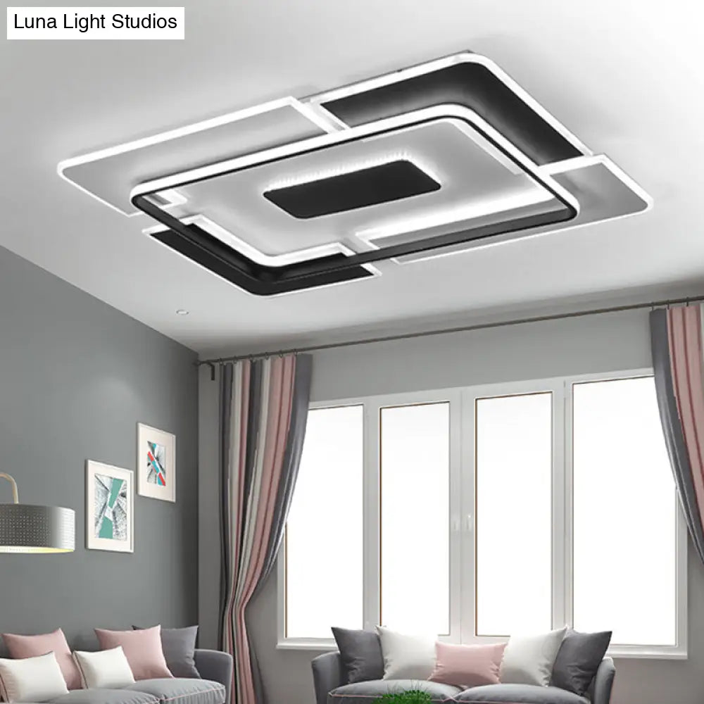 DecorBites™ DecorBites™ Modern LED Ceiling Light, Black & White Patchwork Aluminum Flush Mount Fixture for Lounge