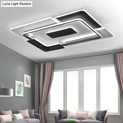 DecorBites™ DecorBites™ Modern LED Ceiling Light, Black & White Patchwork Aluminum Flush Mount Fixture for Lounge