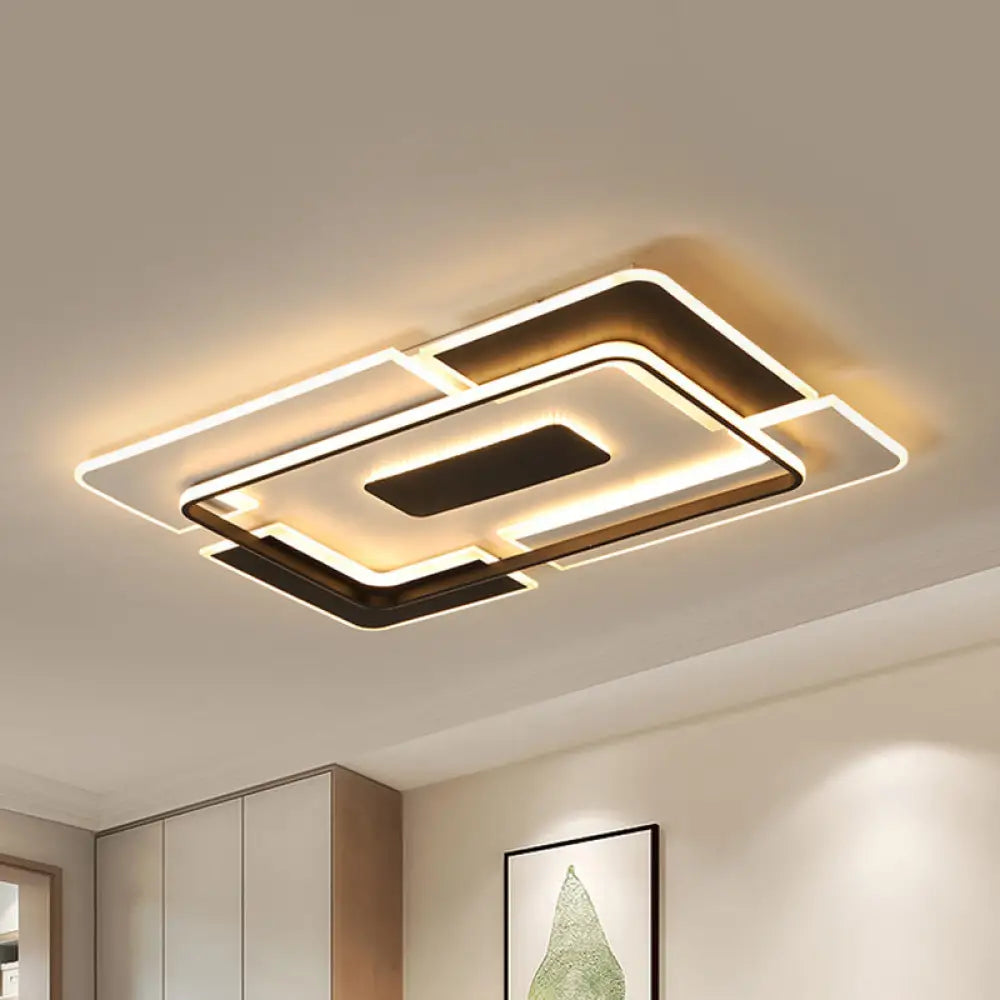 DecorBites™ DecorBites™ Modern LED Ceiling Light, Black & White Patchwork Aluminum Flush Mount Fixture for Lounge