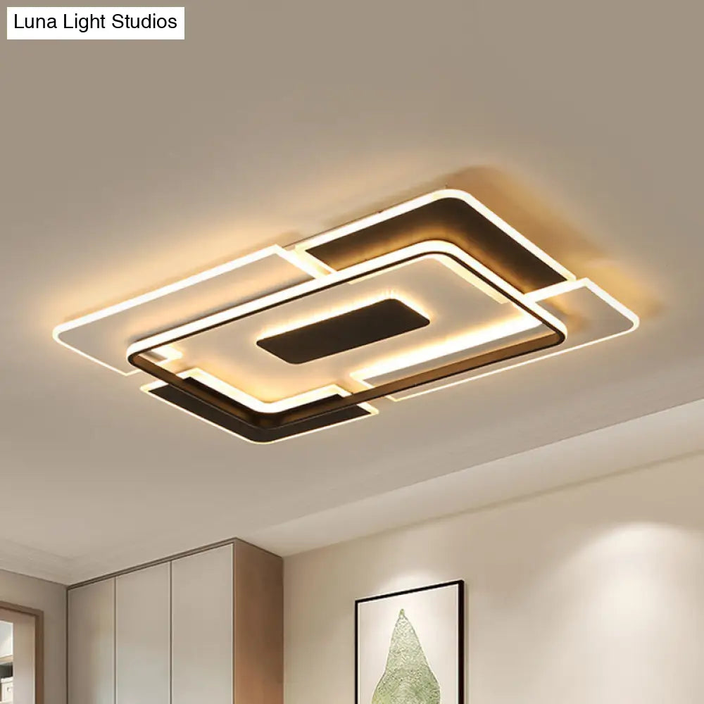 DecorBites™ DecorBites™ Modern LED Ceiling Light, Black & White Patchwork Aluminum Flush Mount Fixture for Lounge