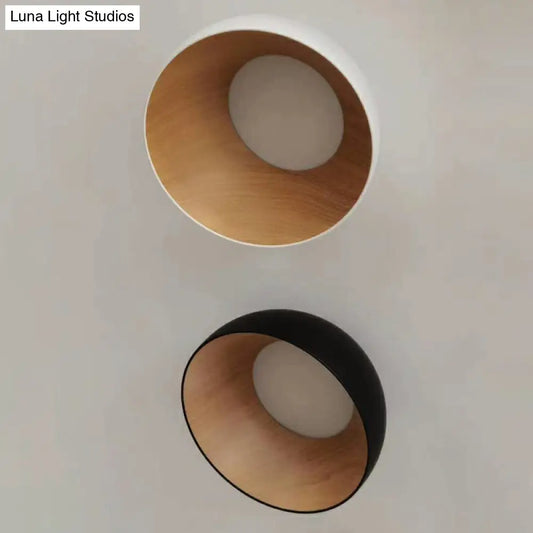 DecorBites™ DecorBites™ Modern LED Ceiling Light: Dome Flush Mount Lamp with Wood Grain Inner