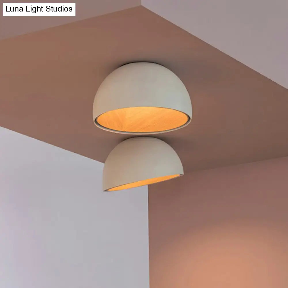 DecorBites™ DecorBites™ Modern LED Ceiling Light: Dome Flush Mount Lamp with Wood Grain Inner