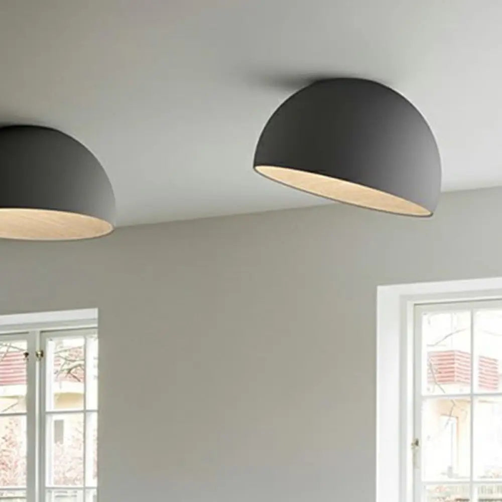 DecorBites™ DecorBites™ Modern LED Ceiling Light: Dome Flush Mount Lamp with Wood Grain Inner