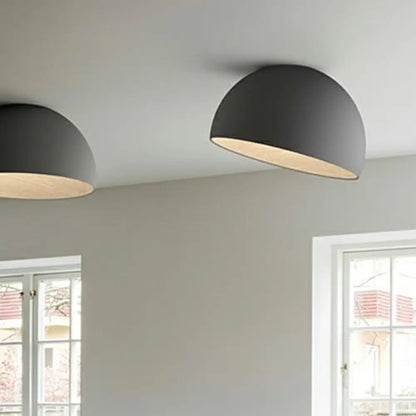 DecorBites™ DecorBites™ Modern LED Ceiling Light: Dome Flush Mount Lamp with Wood Grain Inner