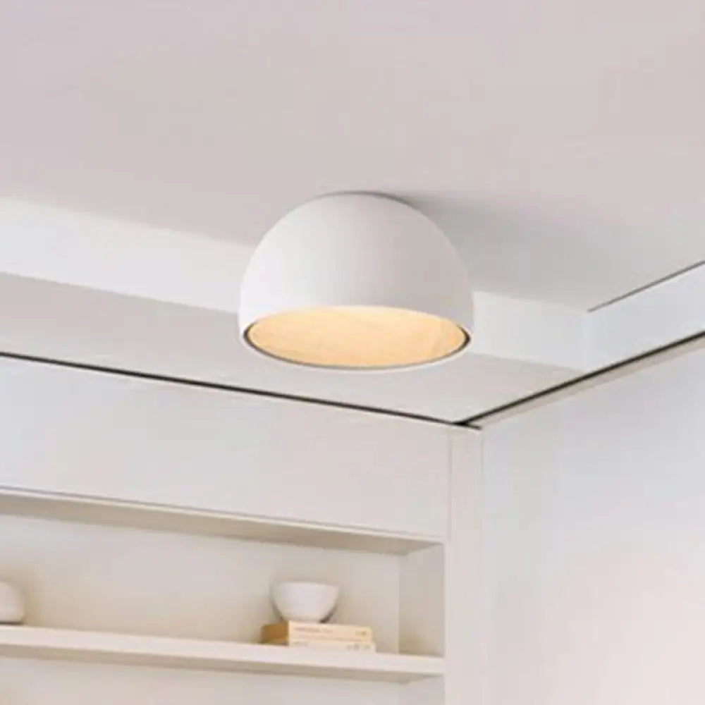 DecorBites™ DecorBites™ Modern LED Ceiling Light: Dome Flush Mount Lamp with Wood Grain Inner