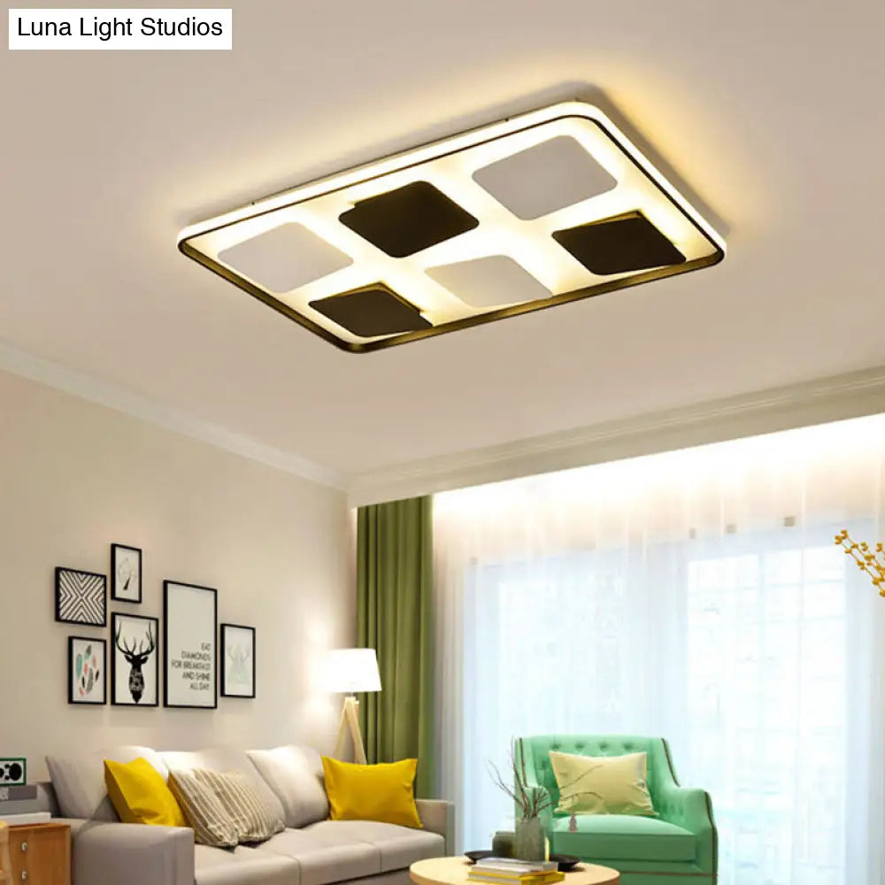 DecorBites™ DecorBites™ Modern LED Ceiling Light with Black & White Acrylic Shade - Warm/White Light